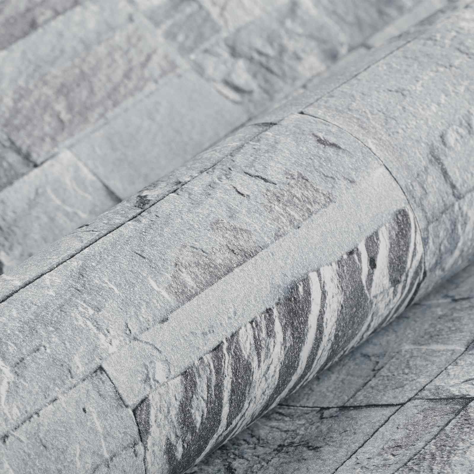 3D Stein Tapete Hellgrau 10 x 0,53 m Vliesstoff