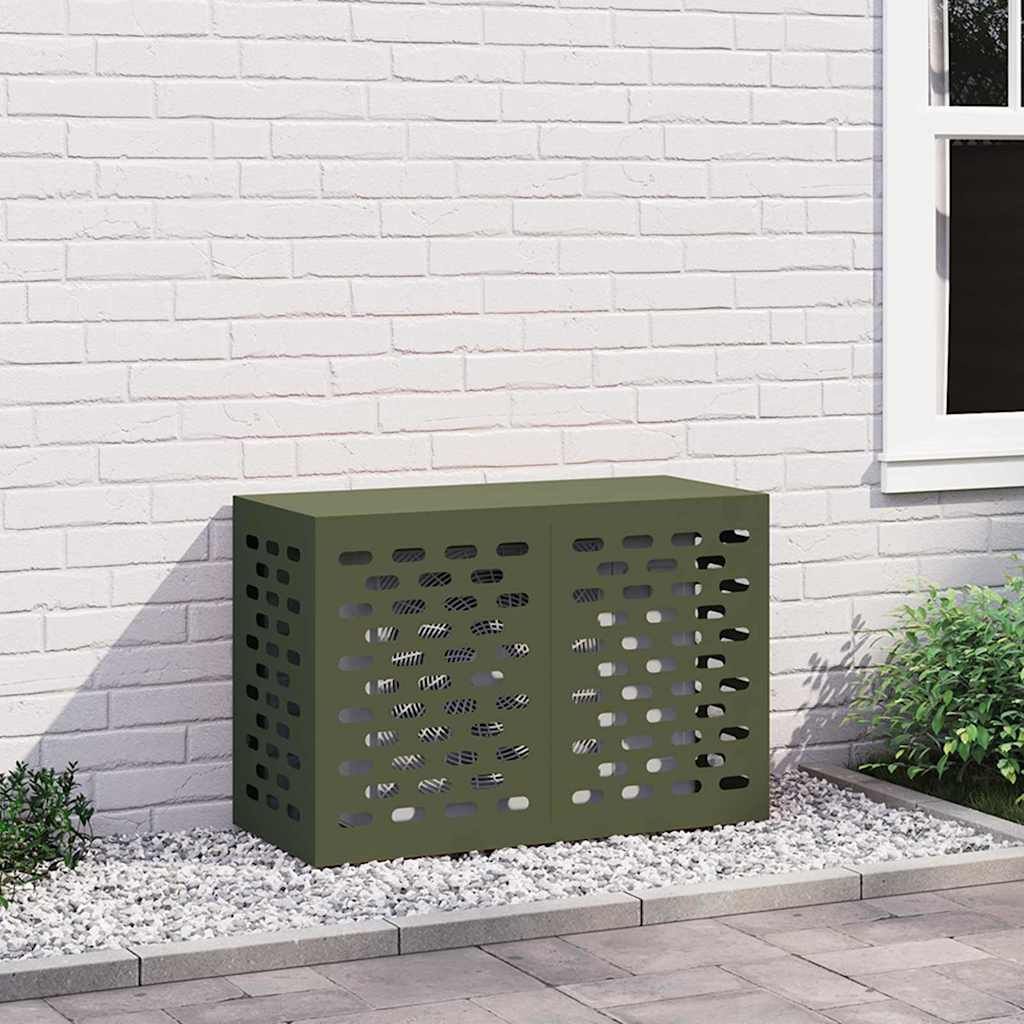 Klimaanlagenabdeckung Olivgrün 90 x 40 x 60 cm Stahl