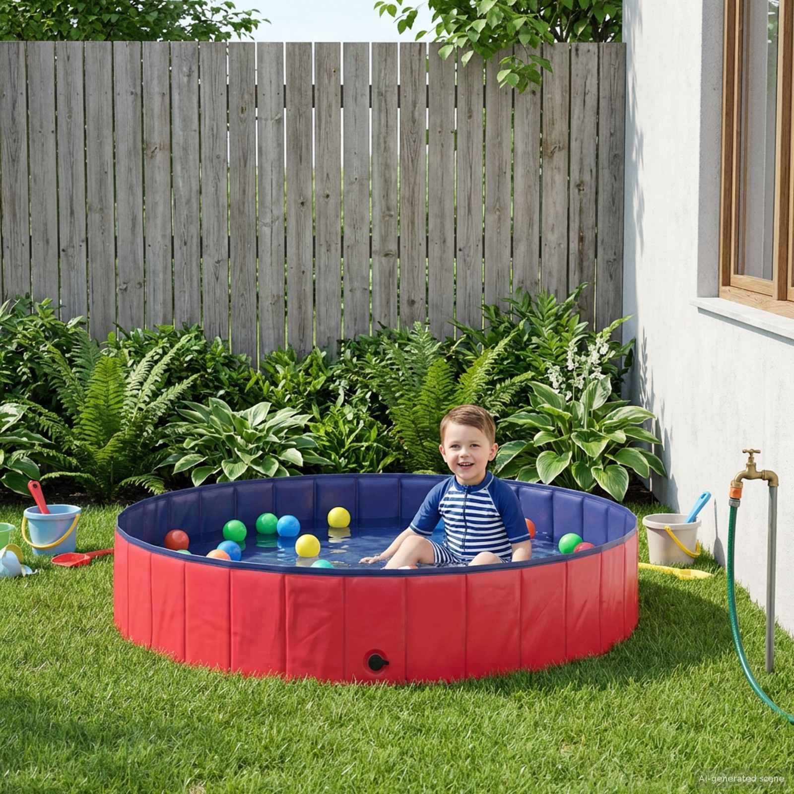 Kinder Schwimmbecken Ø 160 x 30 cm Rund für Rot und Blau