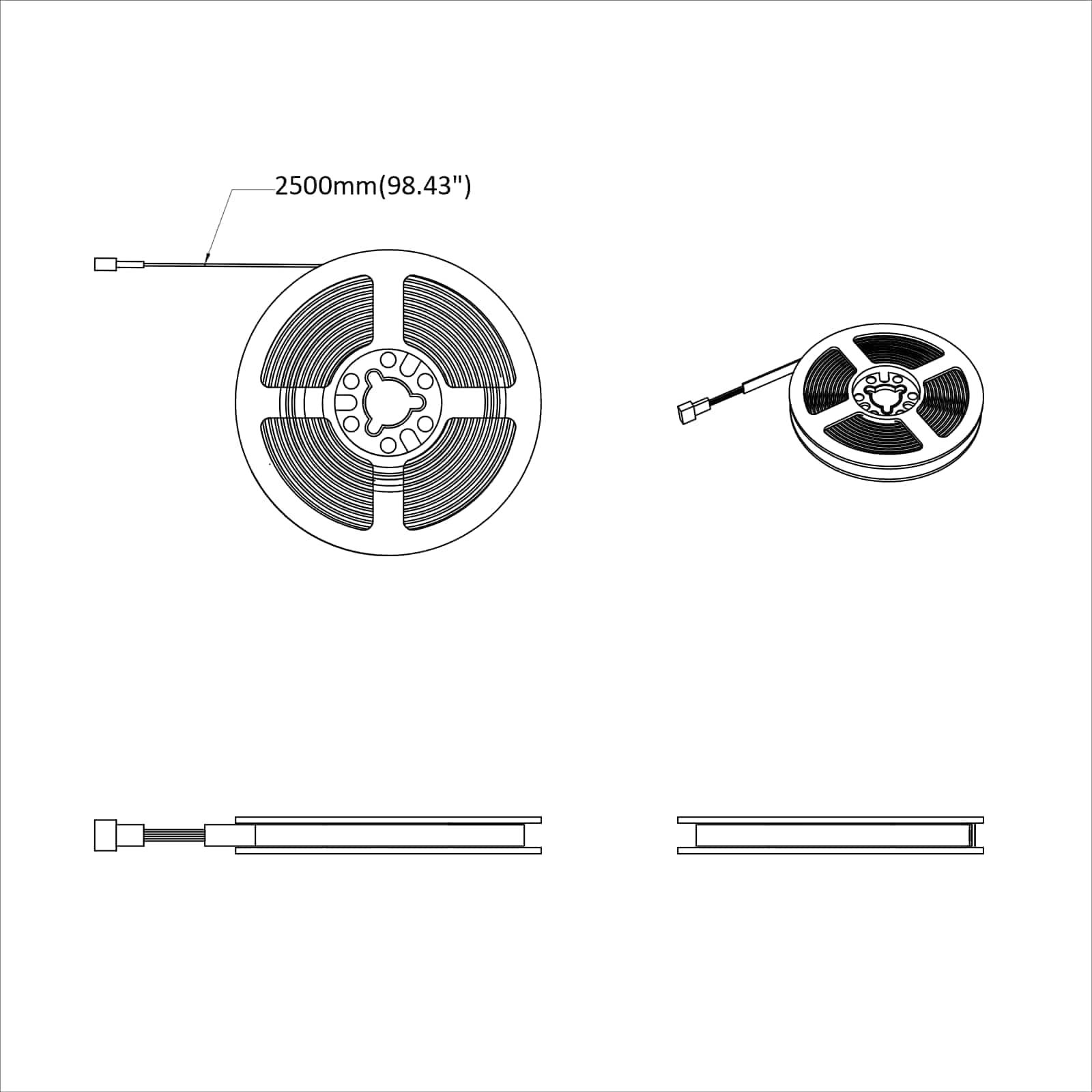 LED-Streifen 2 stk. Schwarz und Transparent