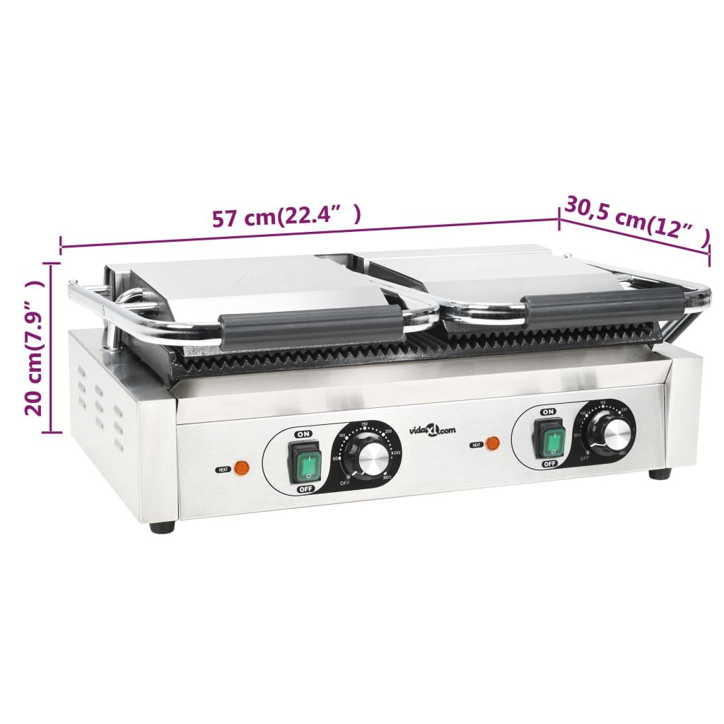 Doppelter Gerillter Panini-Grill 3600 W 57x30,5x20 cm