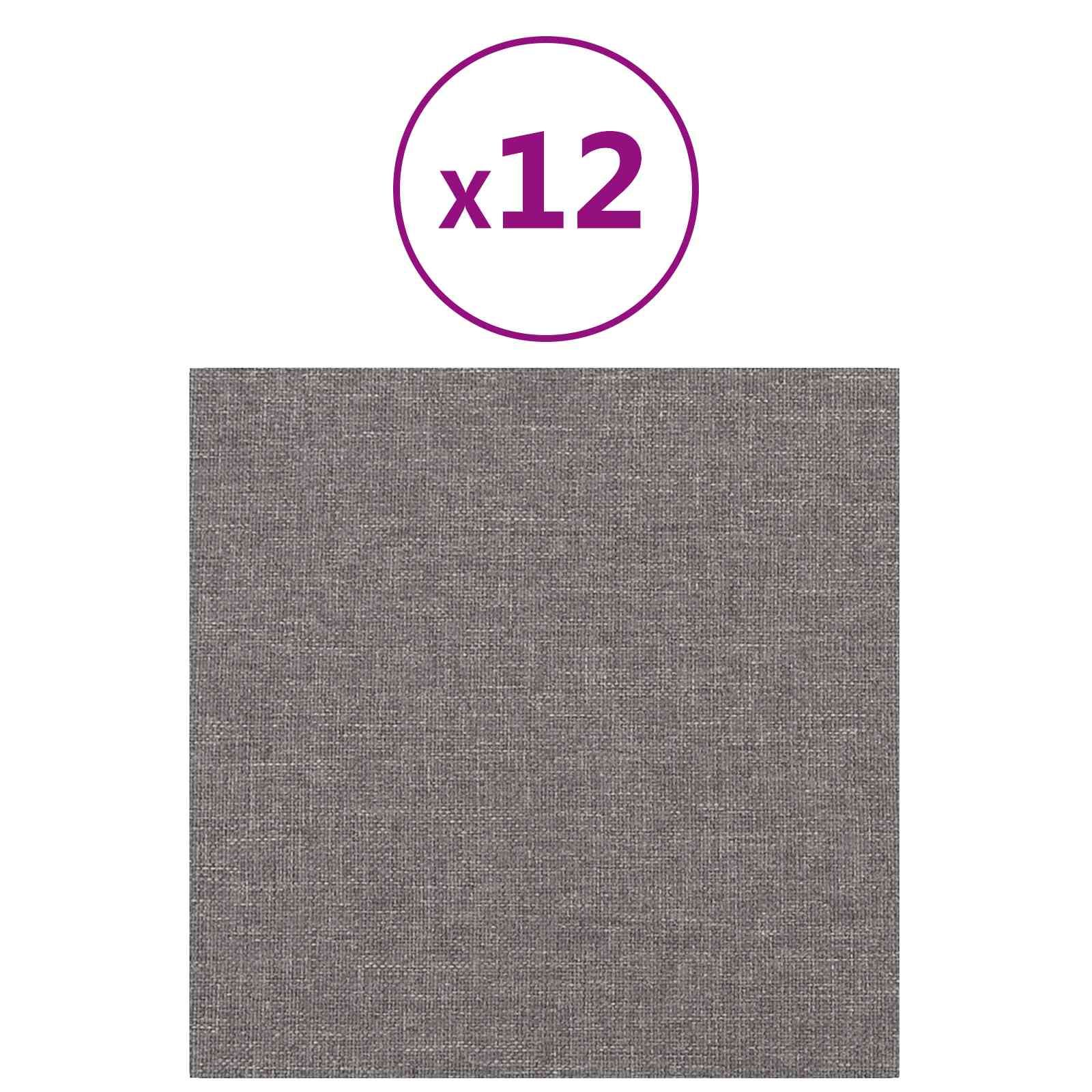 Wandkopfteilen 12 pcs Hellgrau 30 x 30 cm Stoff