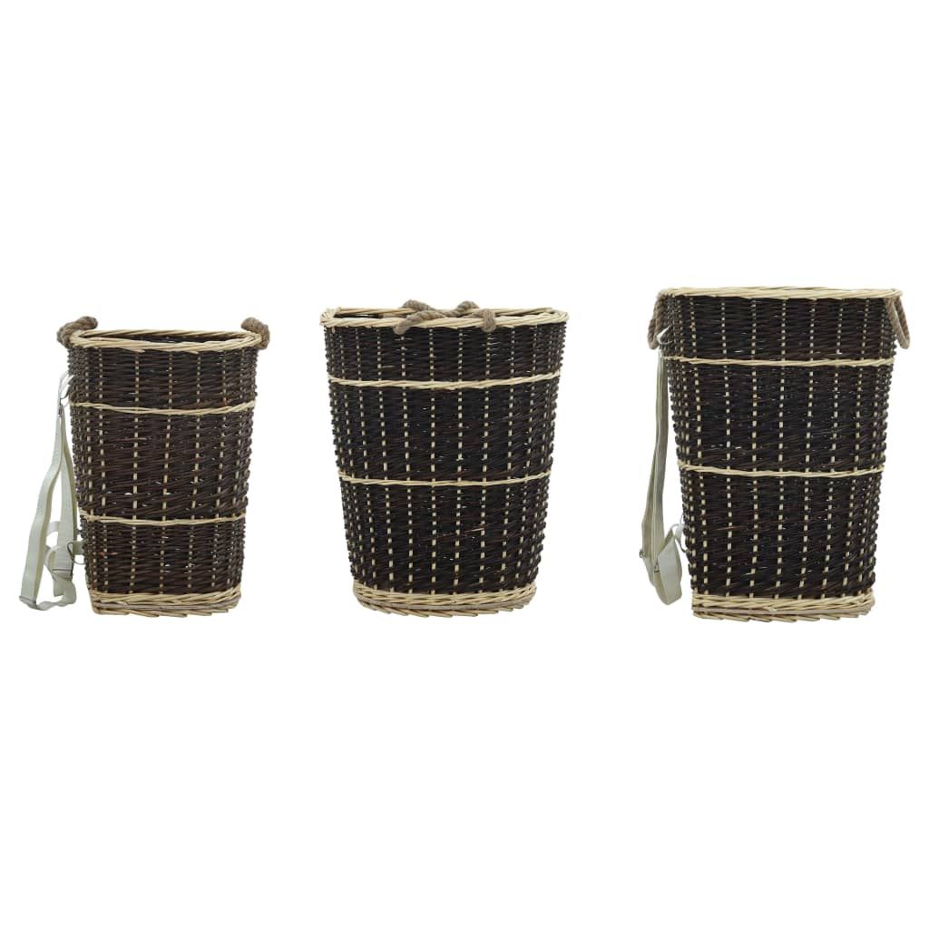 Holzkorb mit Trageriemen 44,5×37×50 cm Natur Weide