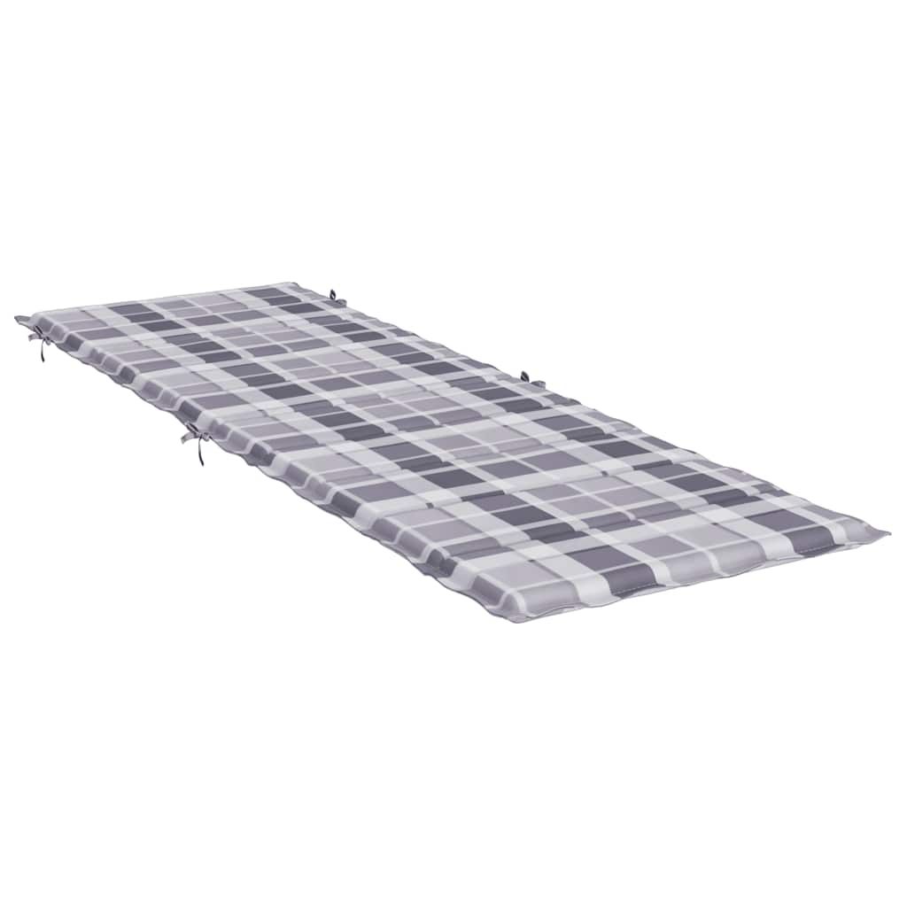 Sonnenliegen-Auflage Grau Karomuster 186x58x4 cm Oxford-Gewebe