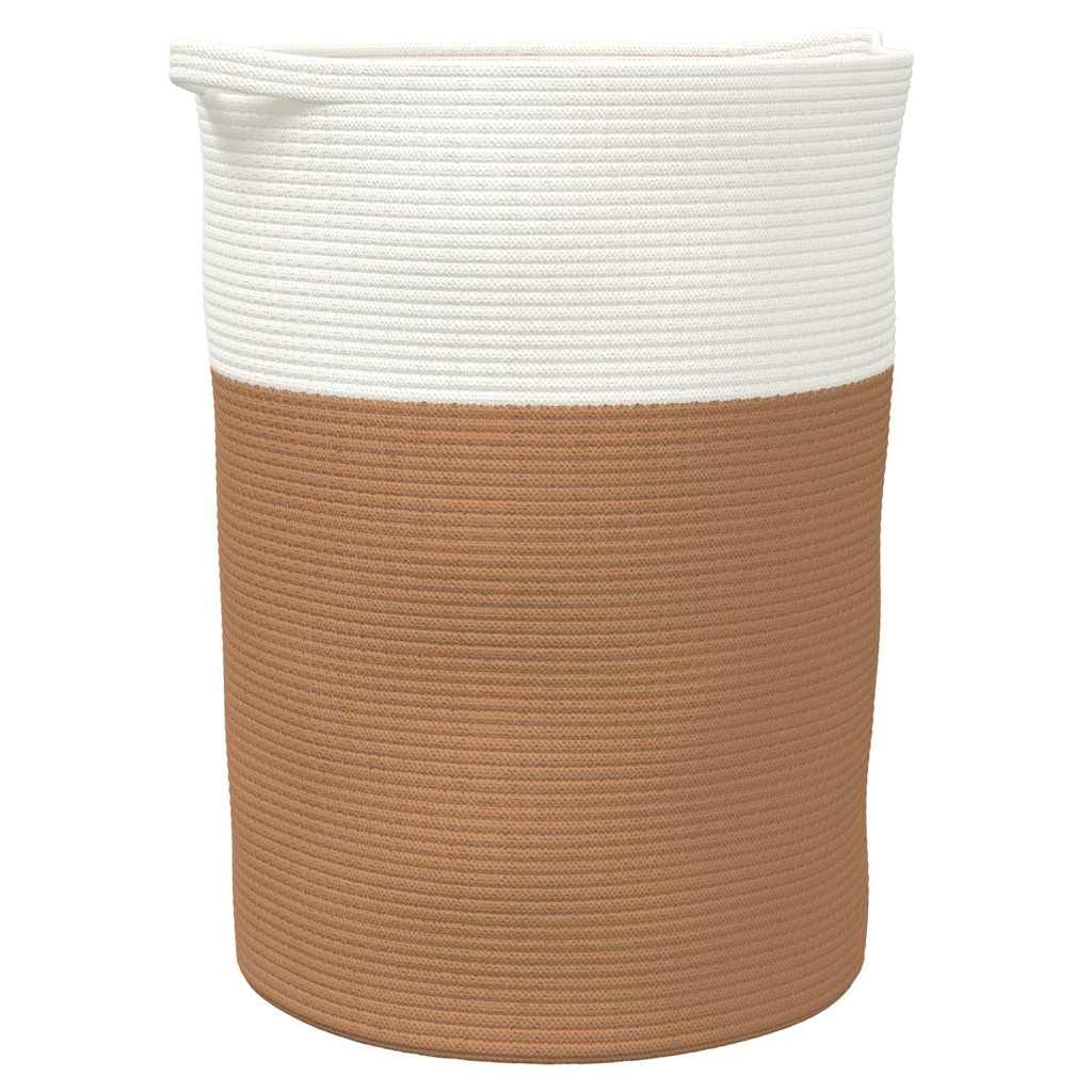 Aufbewahrungskorb Braun und Weiß Ø49x65 cm Baumwolle
