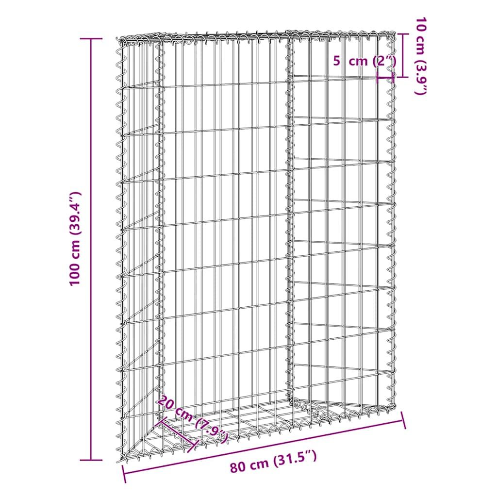 Gabionen-Hochbeet Trapezform Verzinkter Stahl 80x20x100 cm
