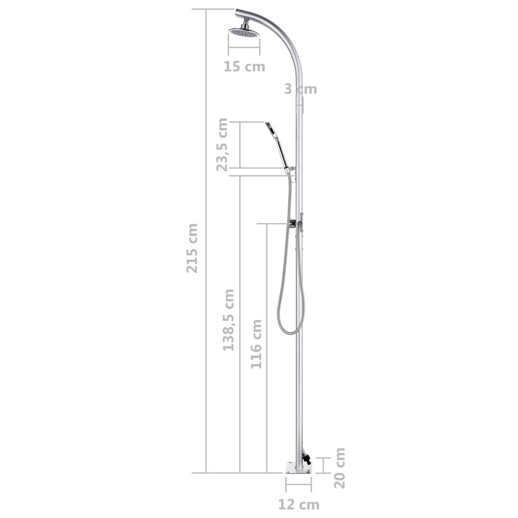 Gartendusche mit Brauner Bodenplatte 220 cm Aluminium