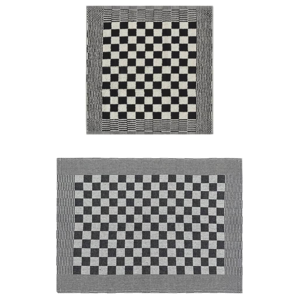20-tlg. Handtuch-Set Schwarz und Weiß Baumwolle