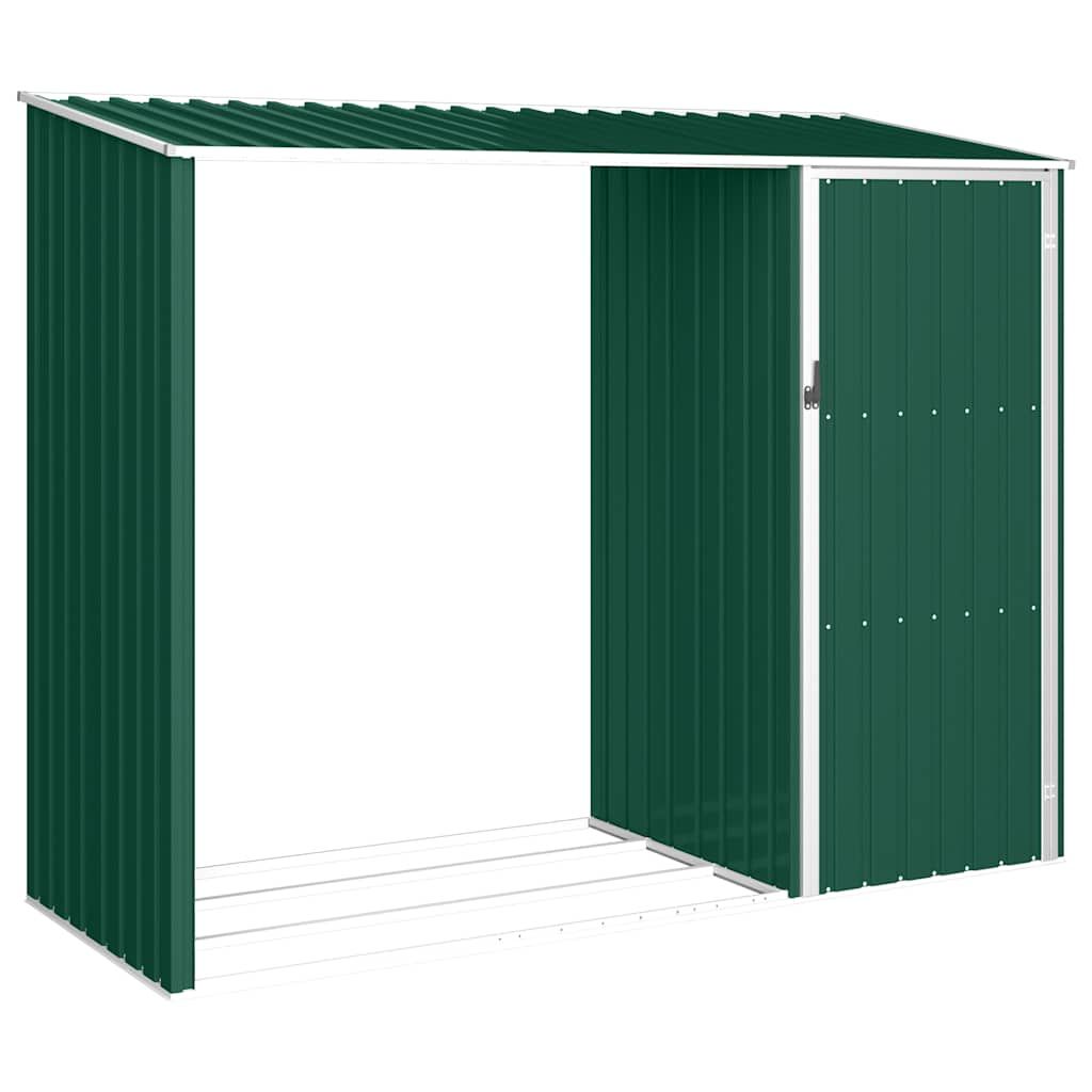 Garten Brennholzlager Grün 245x98x159 cm Verzinkter Stahl