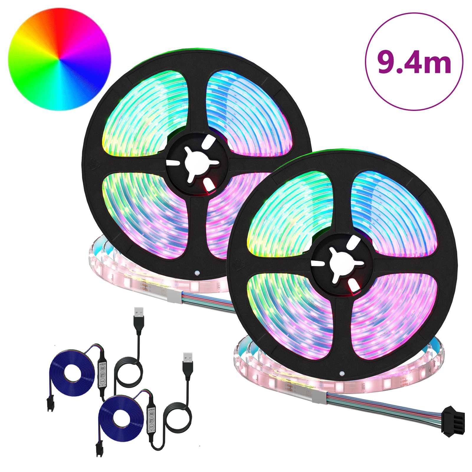 LED-Streifen 2 stk. Schwarz und Transparent
