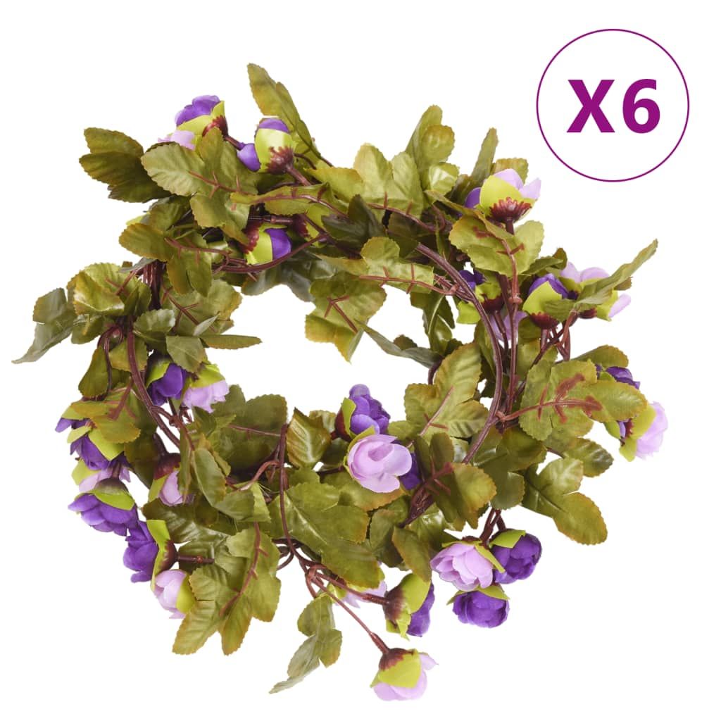 Blumengirlanden Blumen 6 Stk. Helllila 215 cm