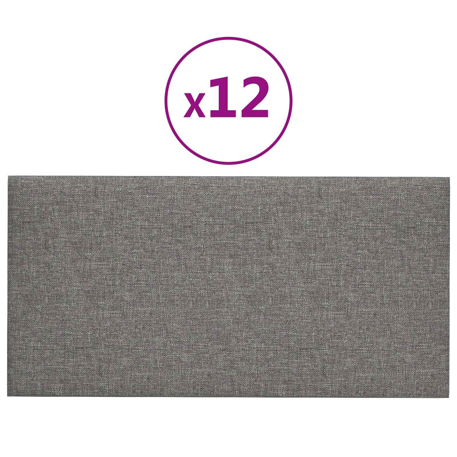 Wandkopfteilen 12 pcs Hellgrau 30 x 15 cm Stoff