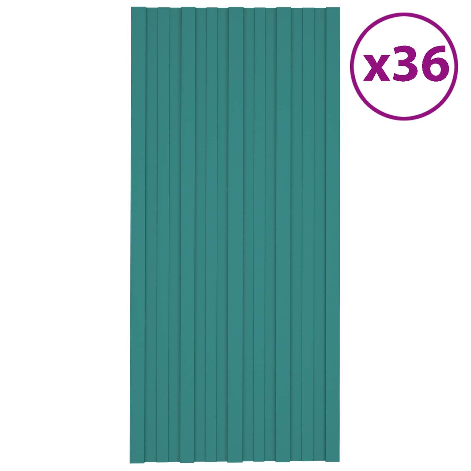 Dachpaneel 36 pcs Grün 100 x 45 cm Verzinkter Stahl