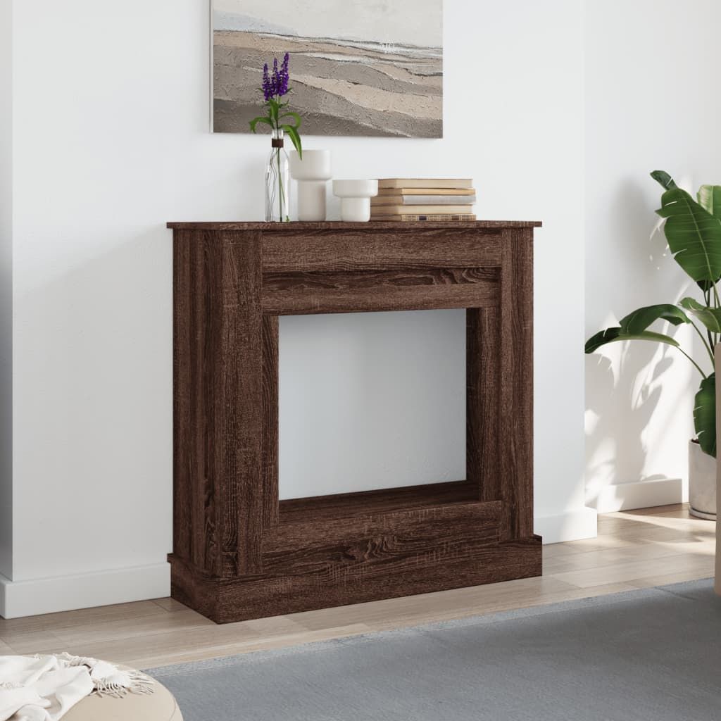 Kaminumrandung Braun Eichen-Optik 90x30x90 cm Holzwerkstoff