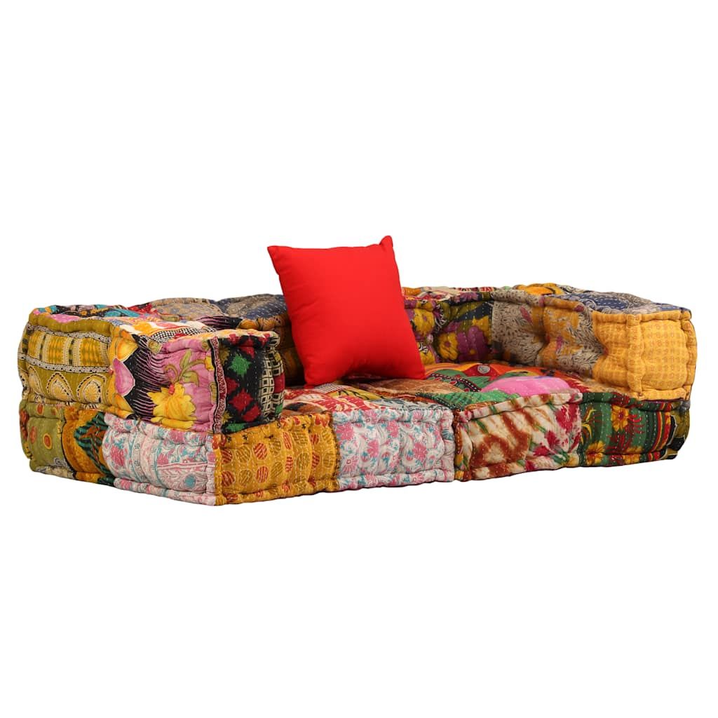 2-Sitzer Modularer Pouf Patchwork Stoff