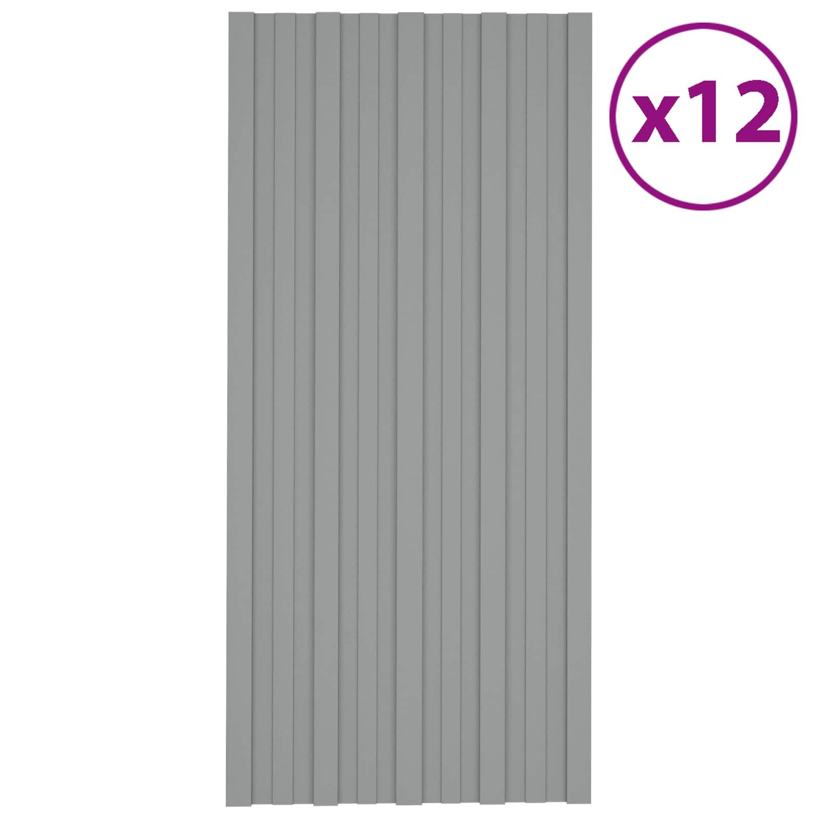 Dachpaneel 12 pcs Grau 100 x 45 cm Verzinkter Stahl