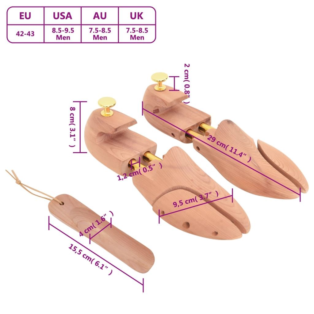 Schuhspanner mit Schuhlöffel EU 42-43 Massivholz Zeder