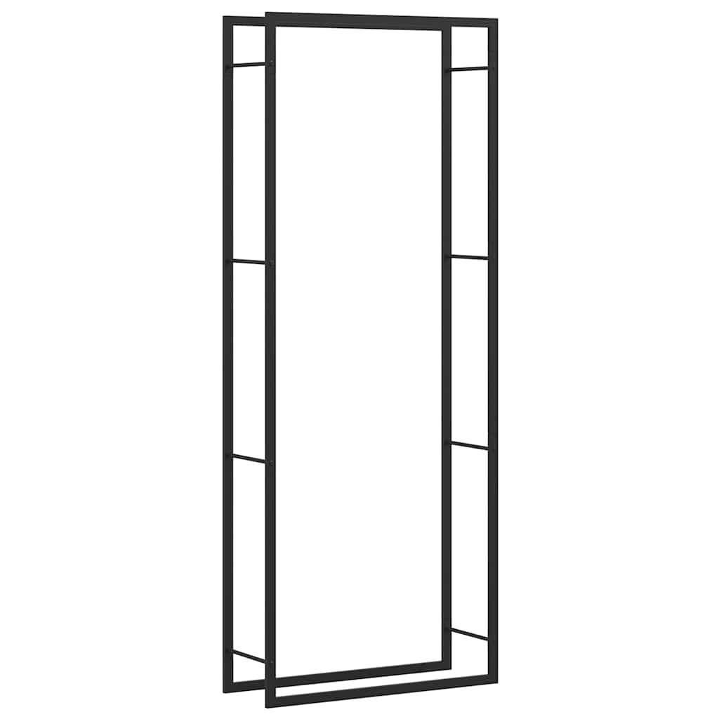Brennholzregal Mattschwarz 80 x 28 x 222 cm Stahl