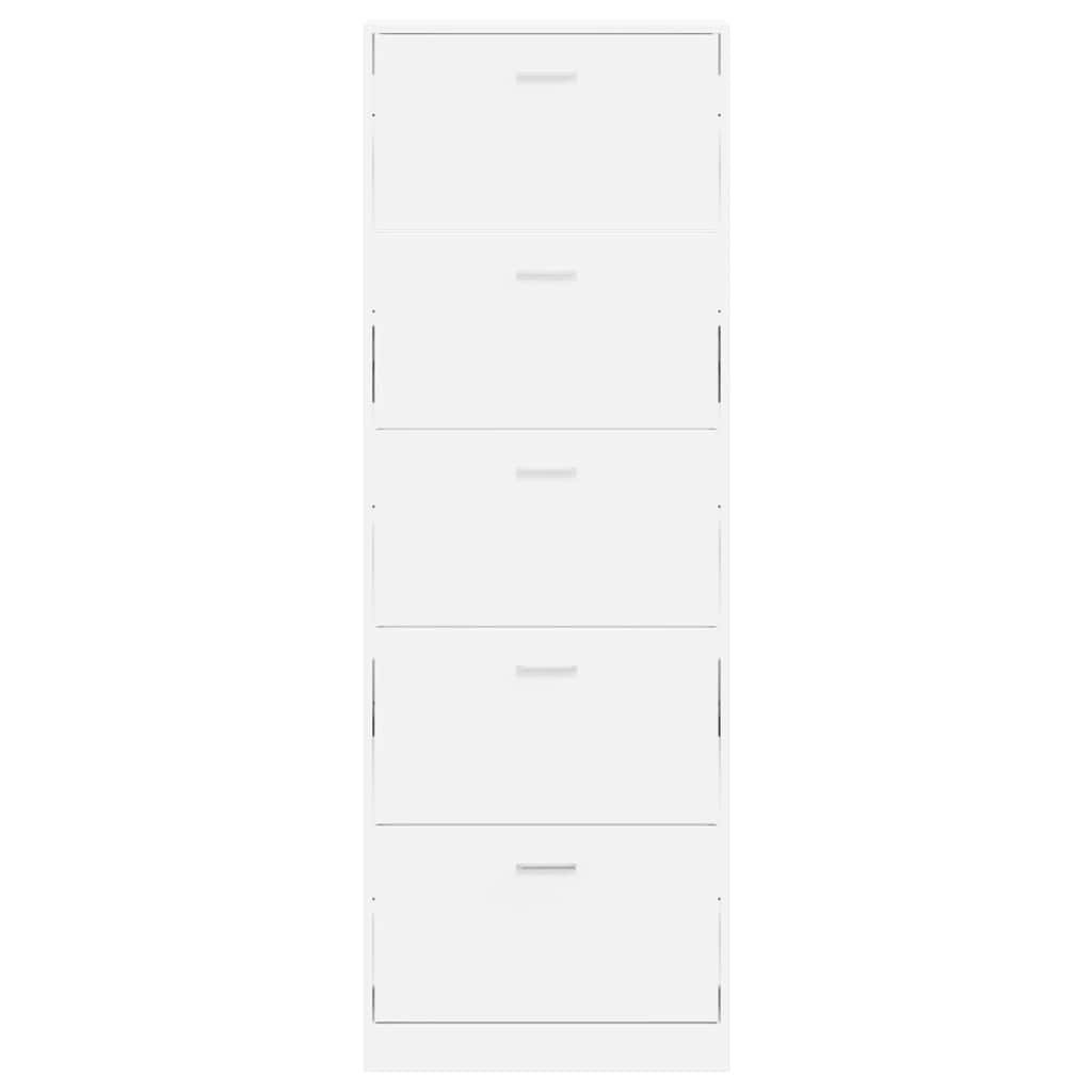 Schuhschrank mit 5 Schuhkippern Weiß Holz