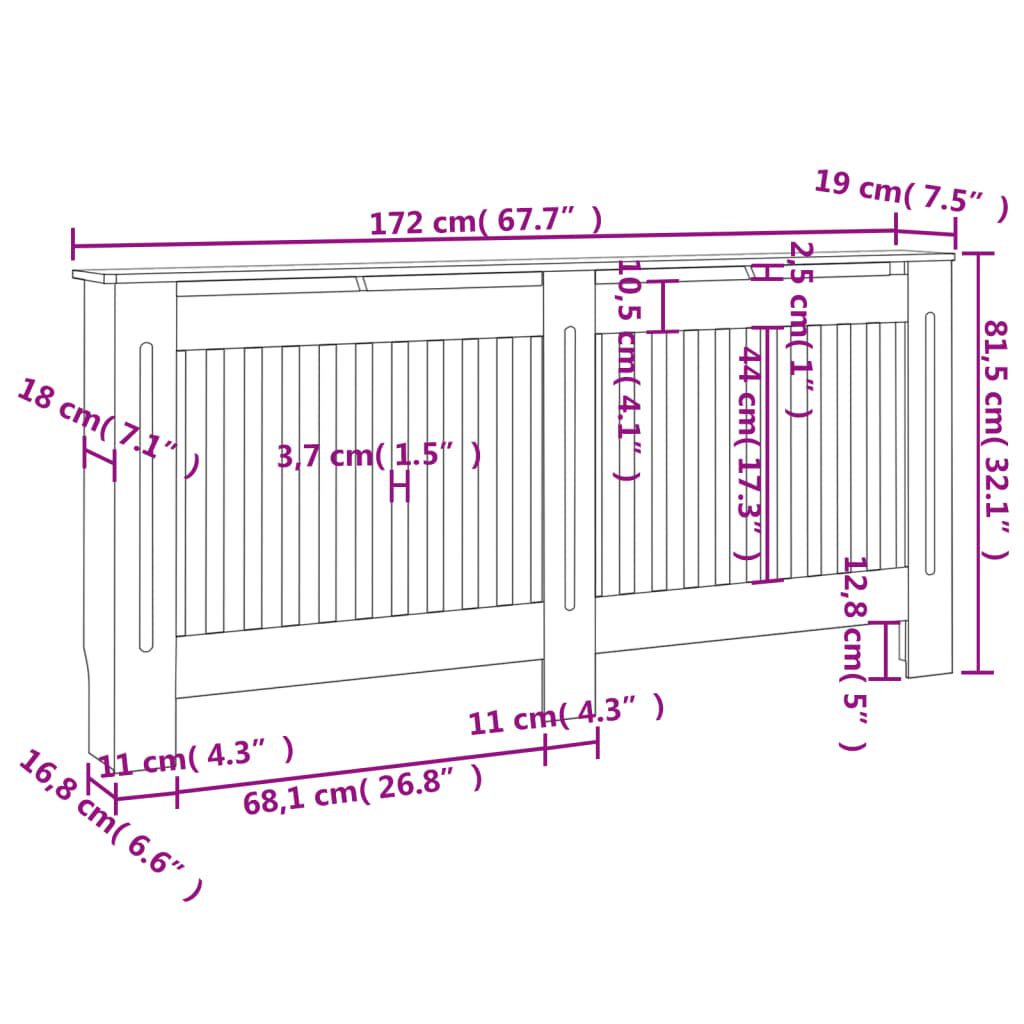 Heizkörperabdeckung 2 Stk. Weiß Holzwerkstoff 172 cm