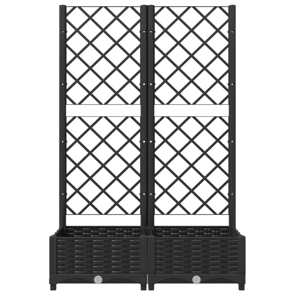 Gartenpflanzgefäß mit Spalier Schwarz 80 x 40 x 121,5 cm PP