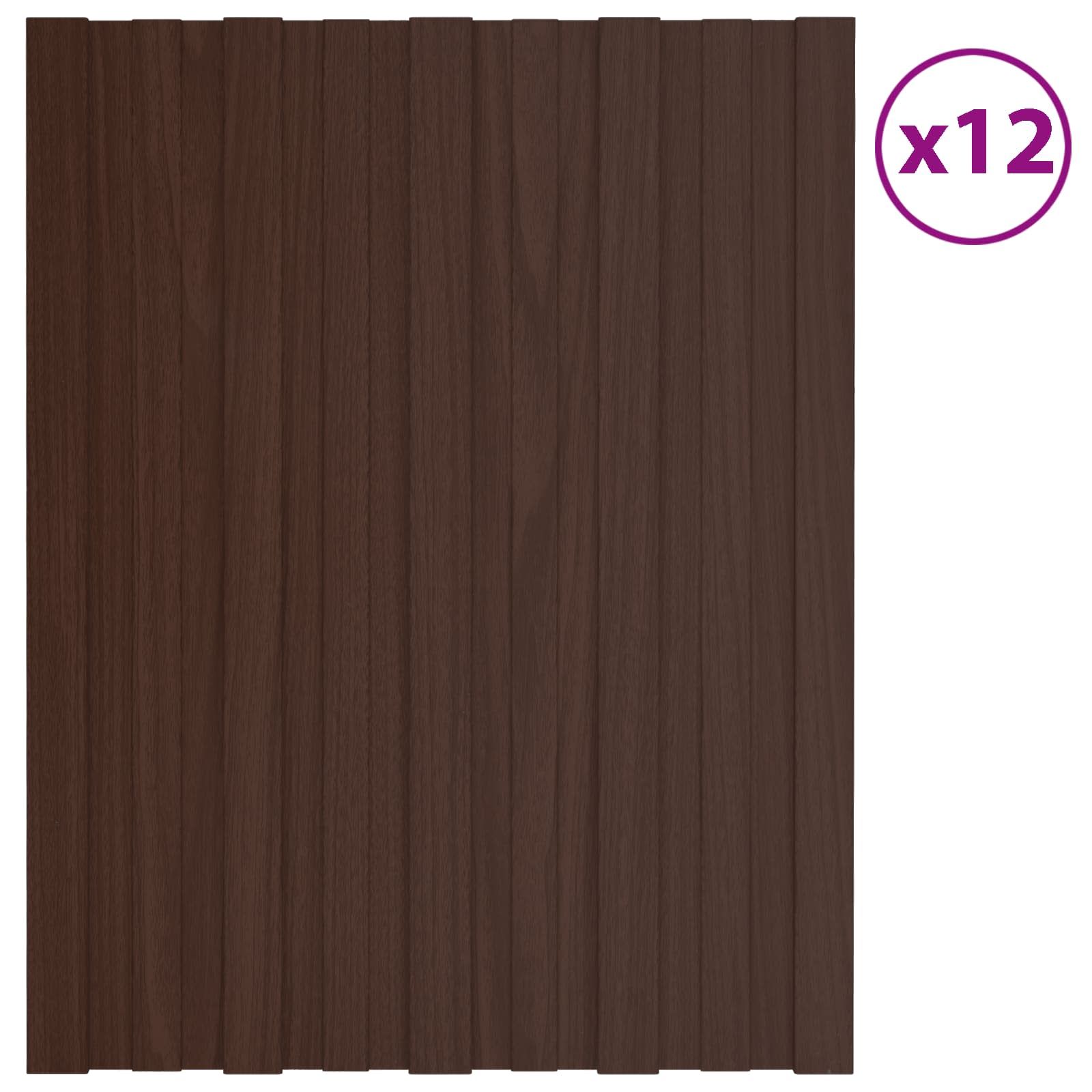 Dachpaneel 12 Stk. Braun 60 x 45 cm Verzinkter Stahl