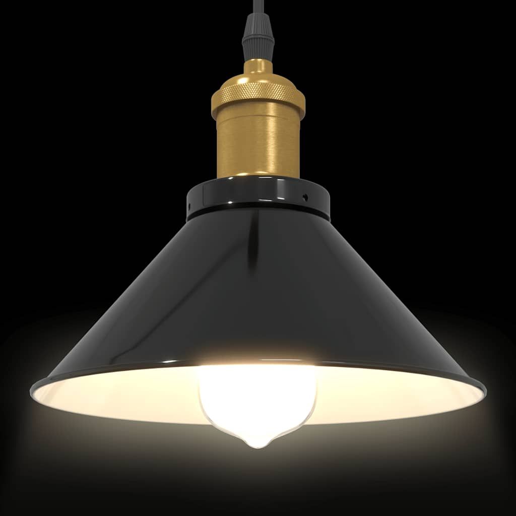 Pendelleuchte Höhenverstellbar E27 Schwarz Glänzend Ø 22 cm