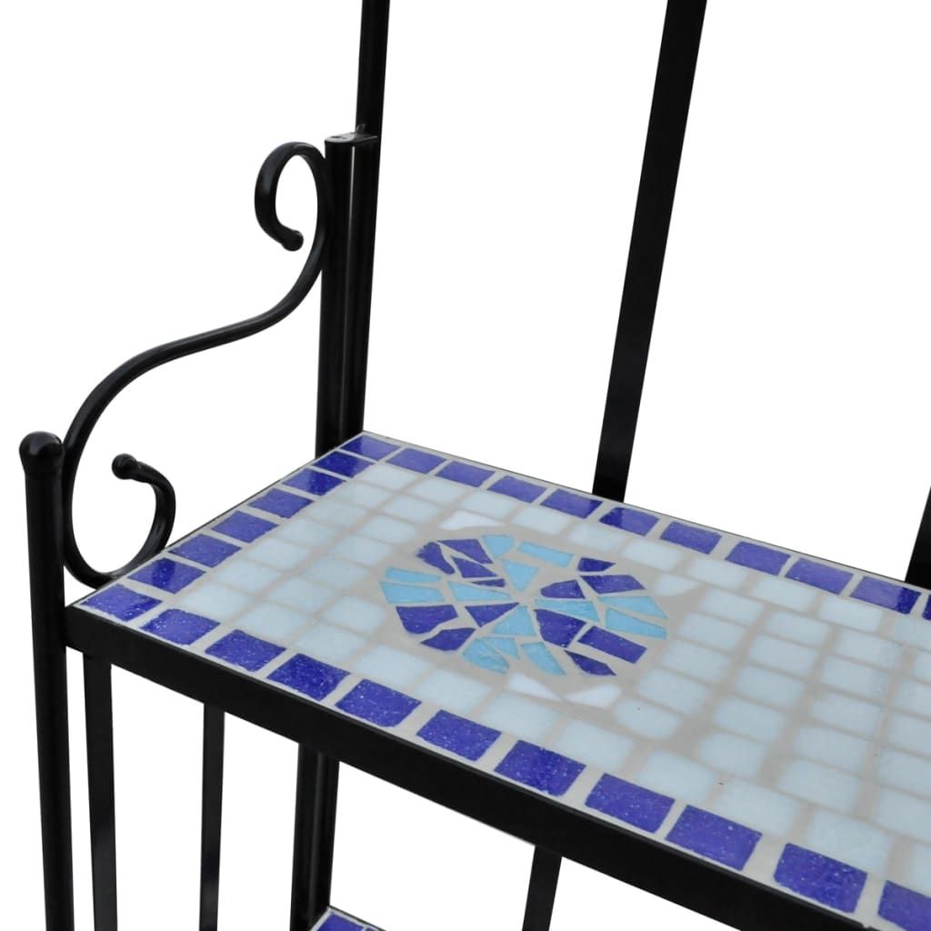 Pflanzenständer Mosaik Blau und Weiß