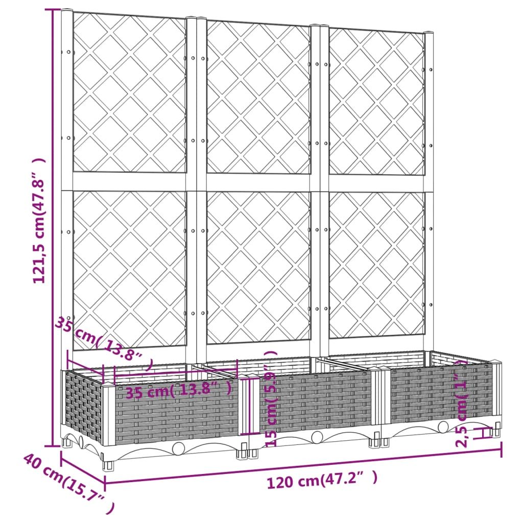 Garten-Pflanzgefäß mit Spalier Weiß 120 x 40 x 121,5 cm PP
