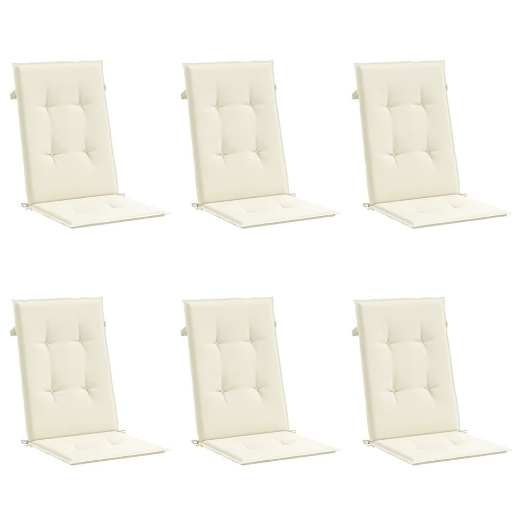 Gartenstuhlauflagen für Hochlehner 6Stk. Creme 120x50x3cm Stoff