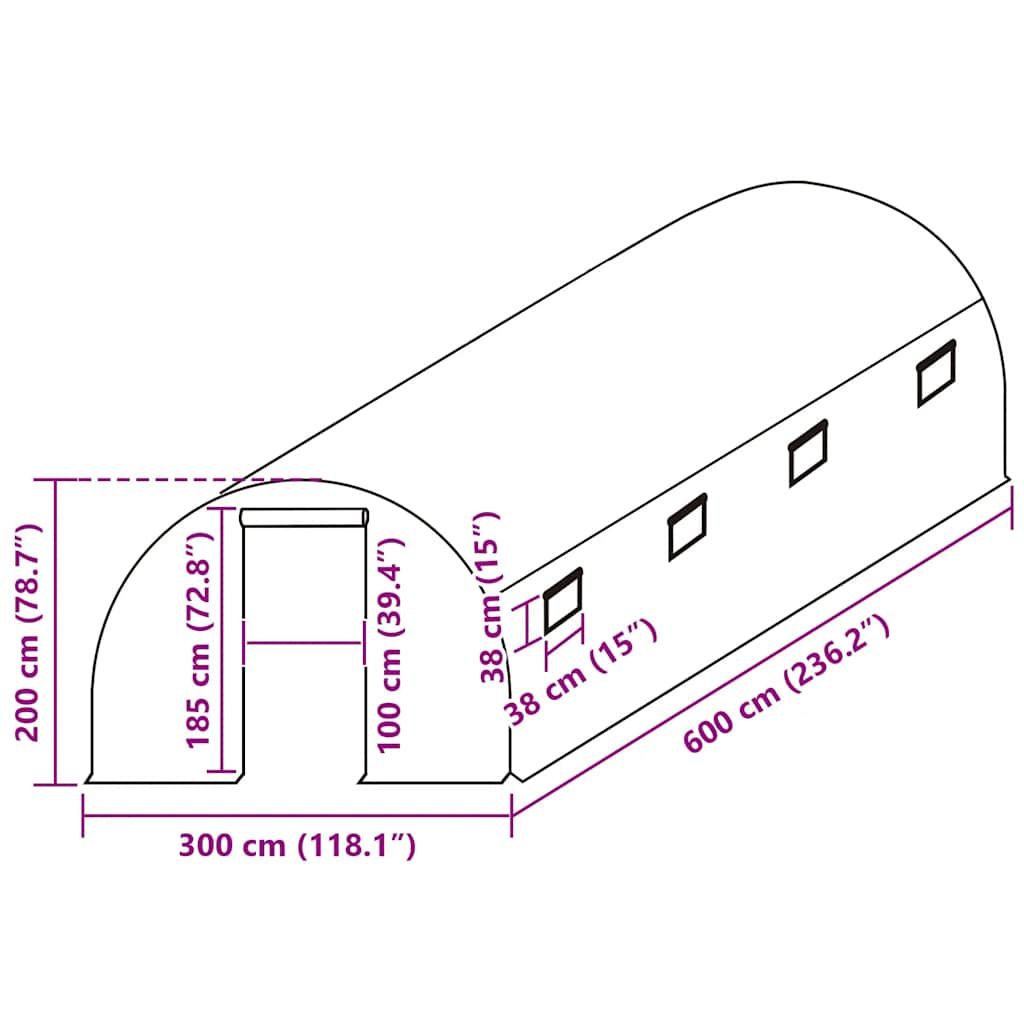 Ersatzabdeckung für Gewächshaus (18 m²) 300x600x200 cm Grün