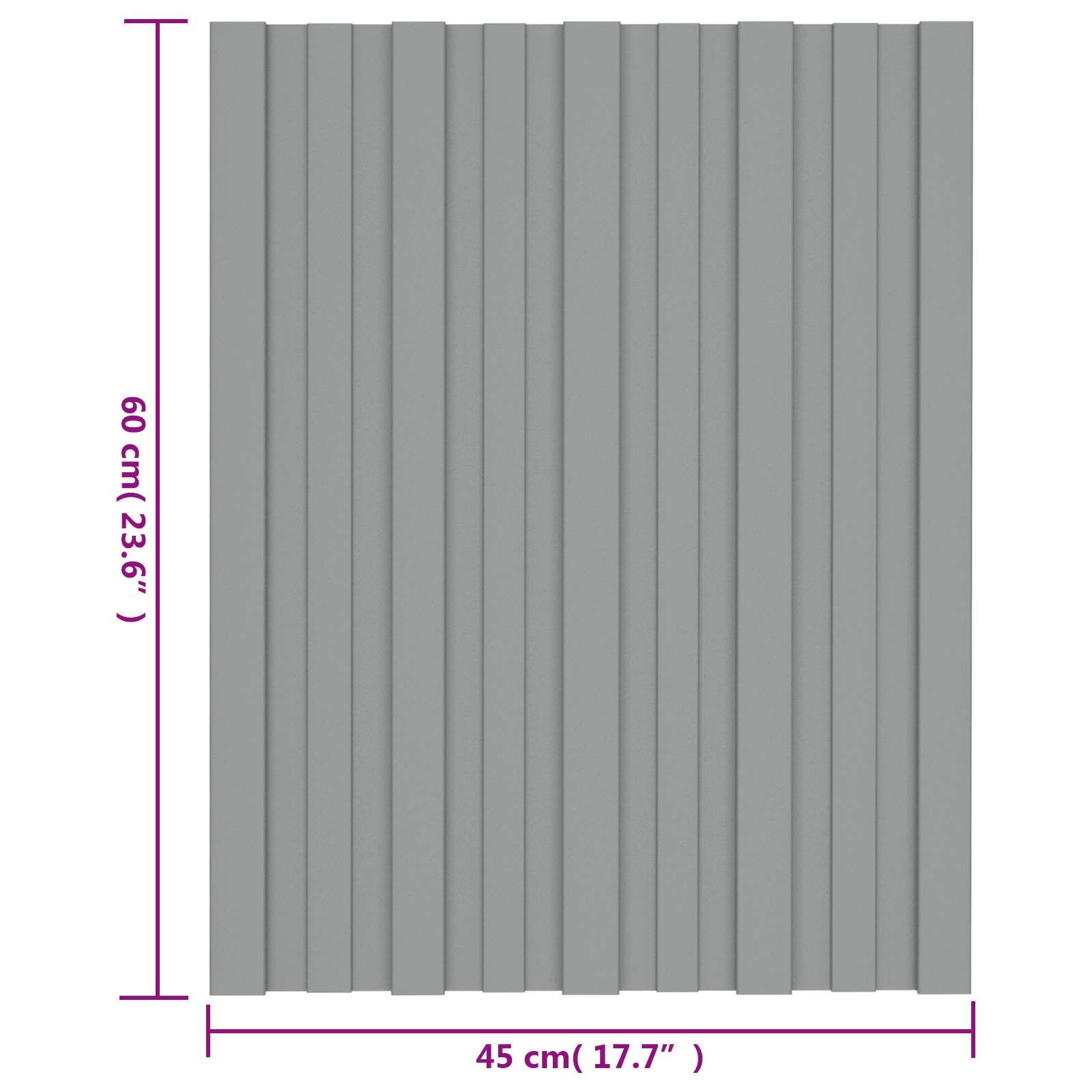 Dachpaneel 12 Stk. Grau 60 x 45 cm Verzinkter Stahl