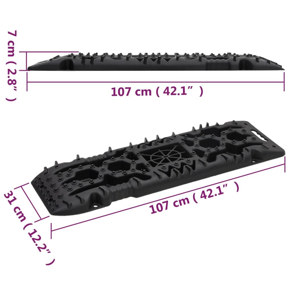 Traktionsmatten 2 Stk. Schwarz 107x31x7 cm Nylon