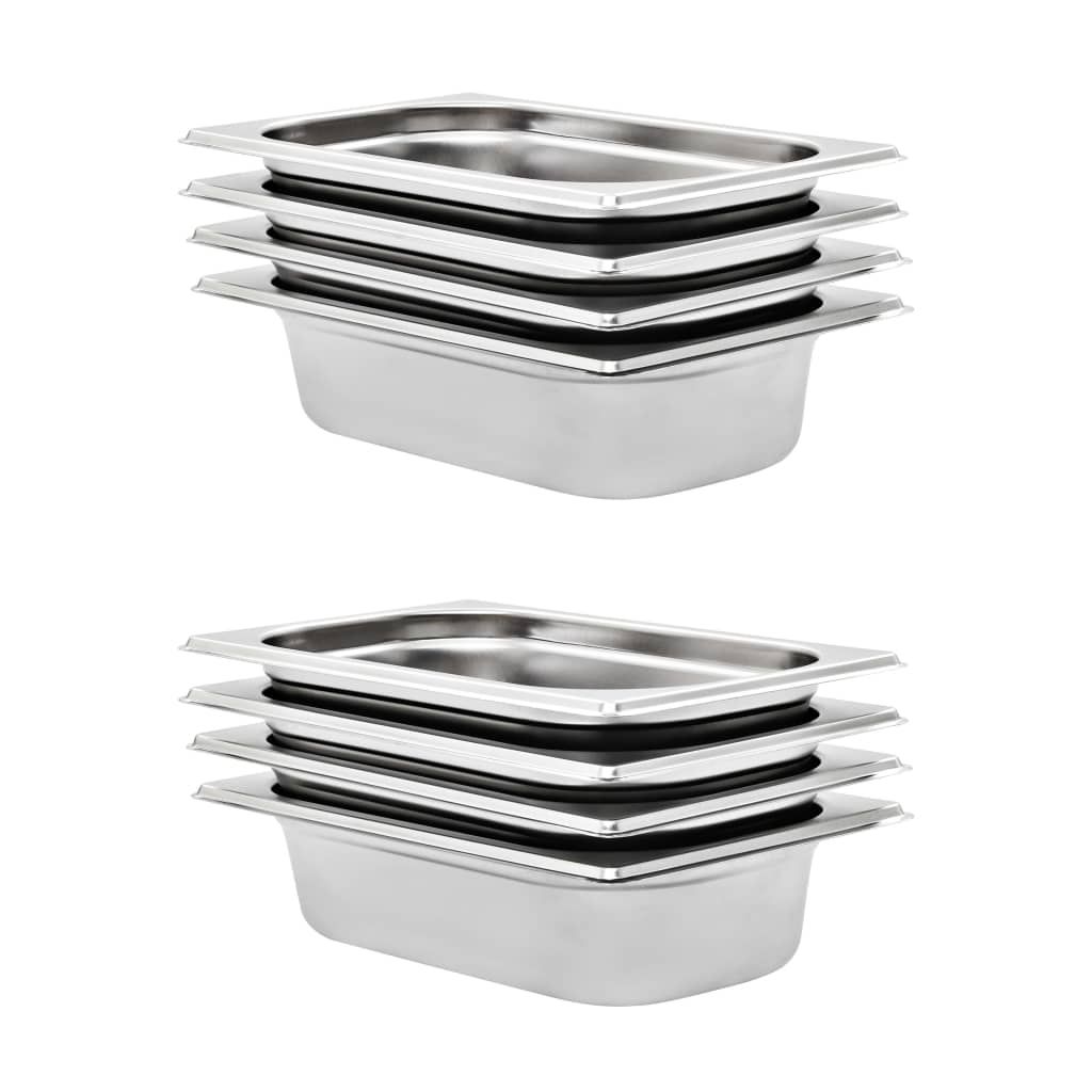 Gastronormbehälter 8 Stk. GN 1/4 65 mm Edelstahl
