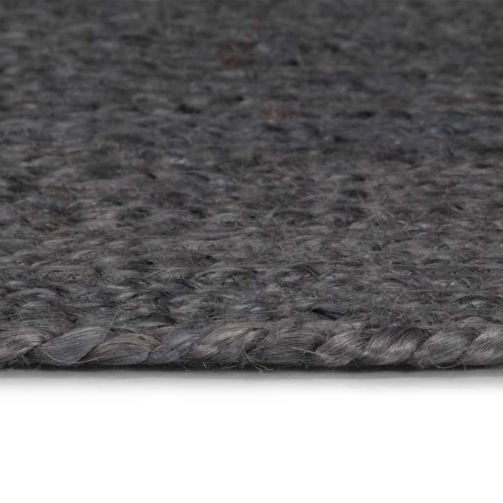 Teppich Handgefertigt Jute Rund 90 cm Dunkelgrau