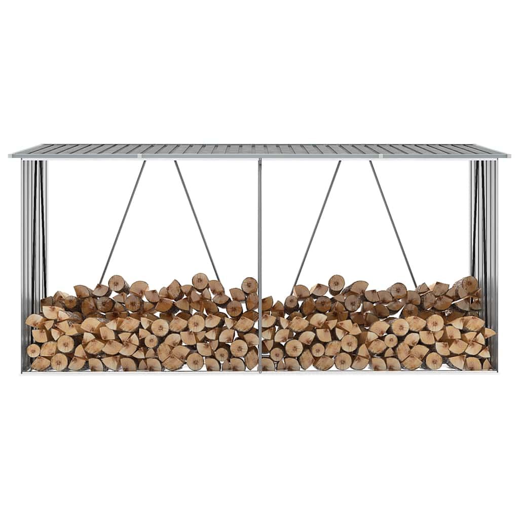 Brennholzlager aus verzinktem Stahl 330x84x152 cm Grau