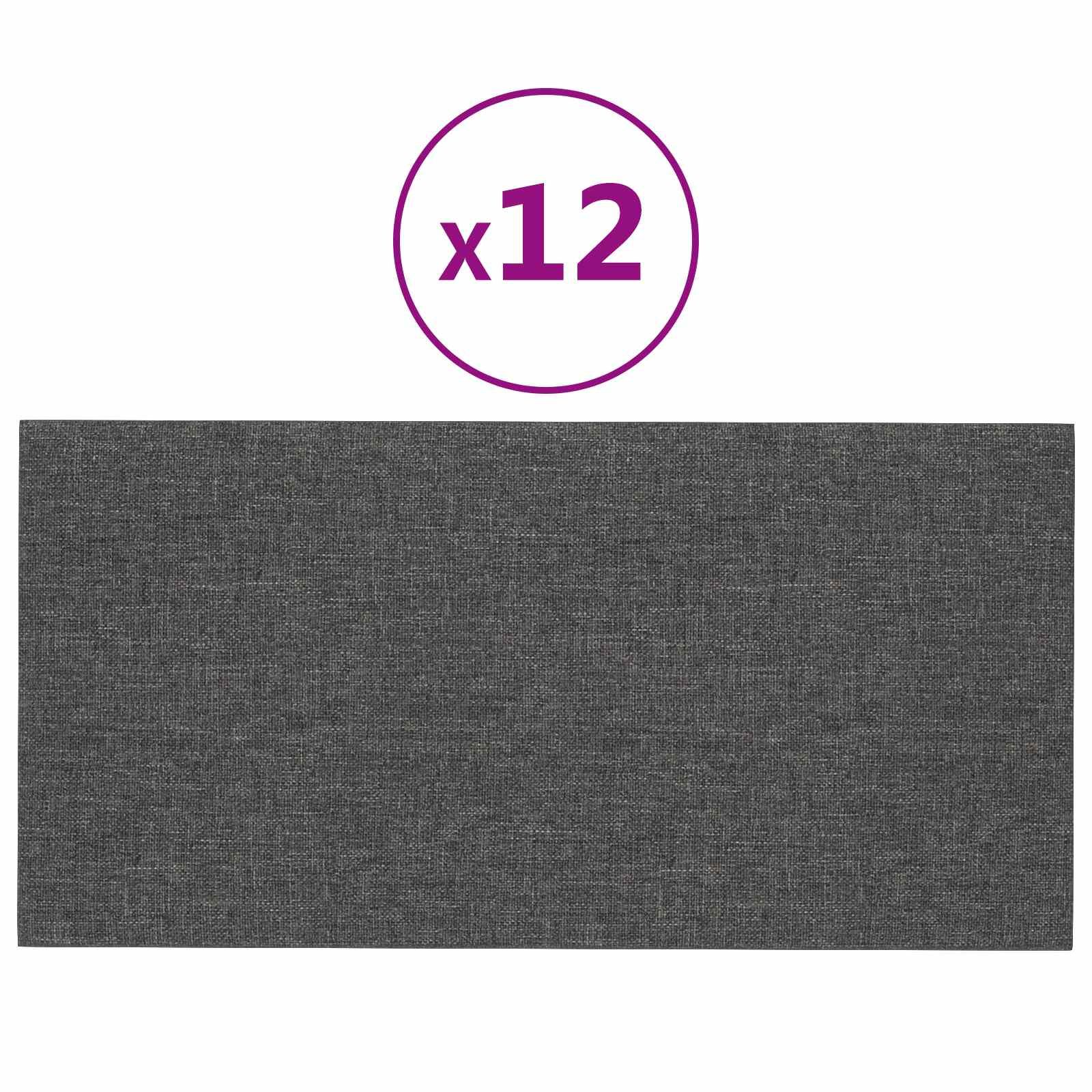 Wandkopfteilen 12 pcs Dunkelgrau 30 x 15 cm Stoff