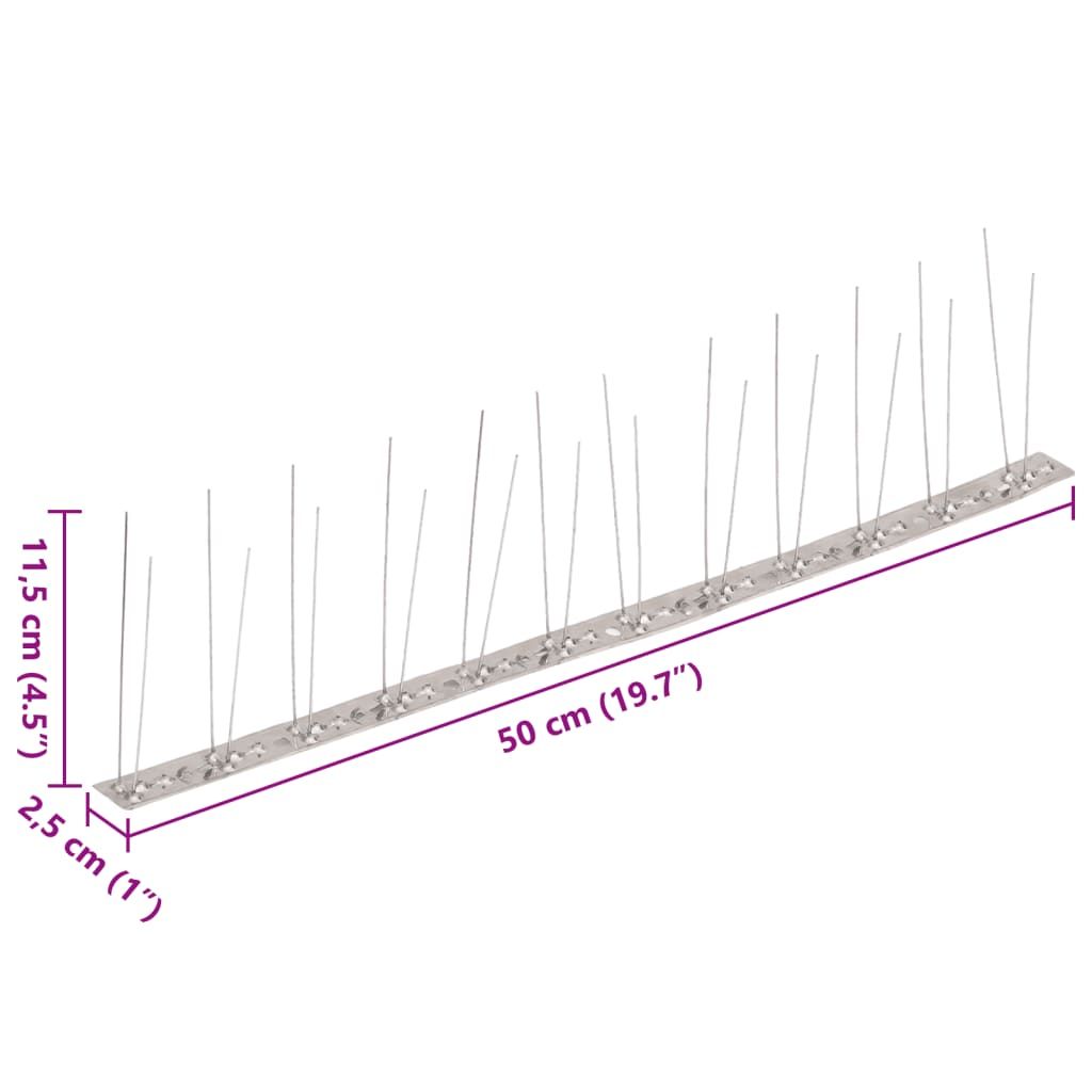 6-tlg. Taubenabwehr Spikes-Set Edelstahl 3 m 2-reihig