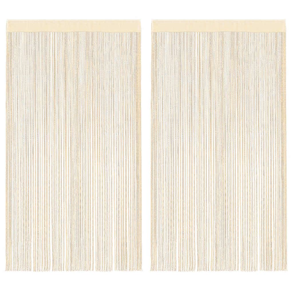 Fadenvorhänge 2 Stk. 140 x 250 cm Cremefarben