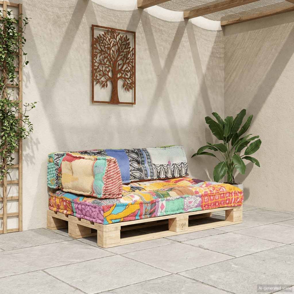Palettensofa-Auflage Mehrfarbig Stoff Patchwork