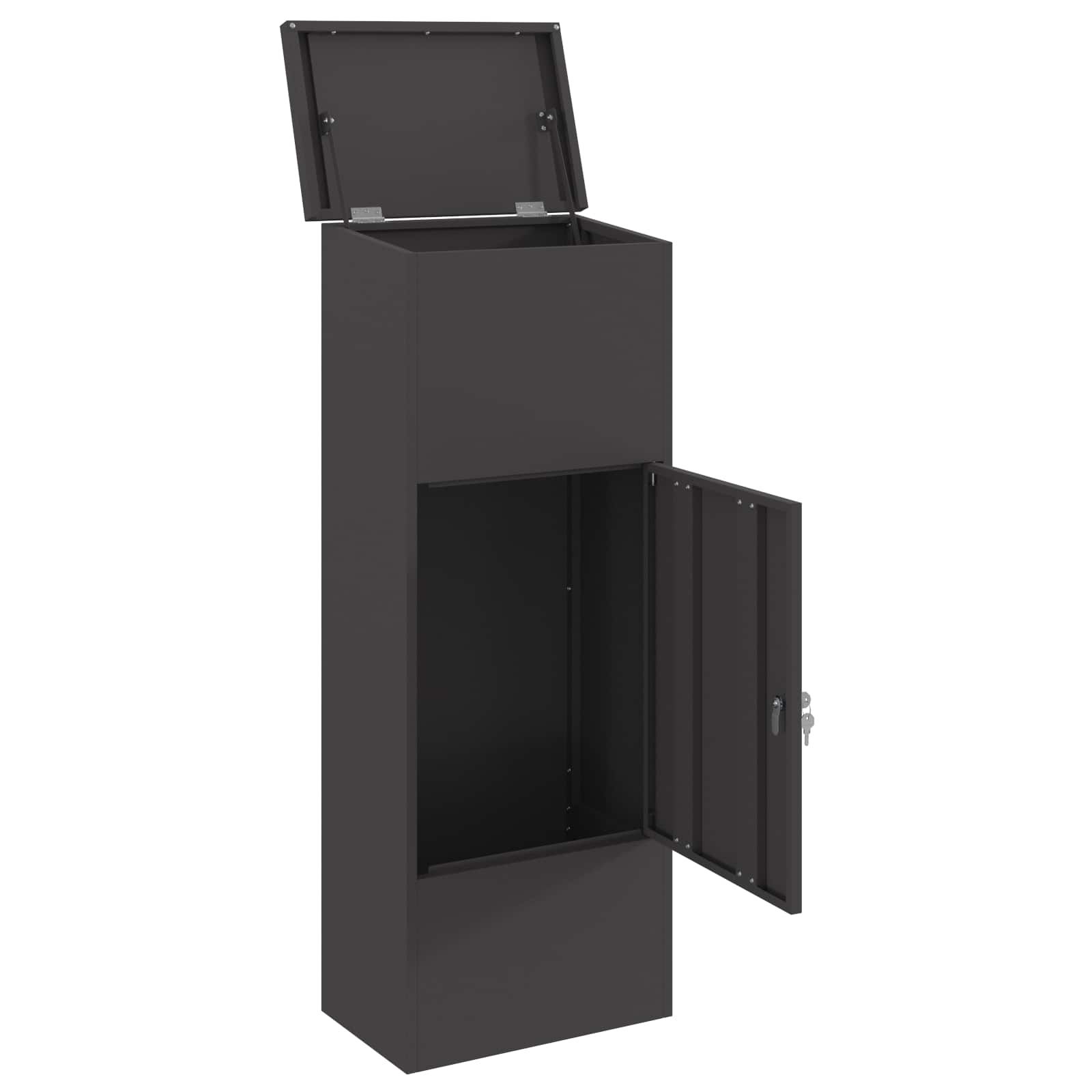 Paketdrop-Box mit Speicher Schwarz 44,5 x 29 x 110,5 cm Stahl