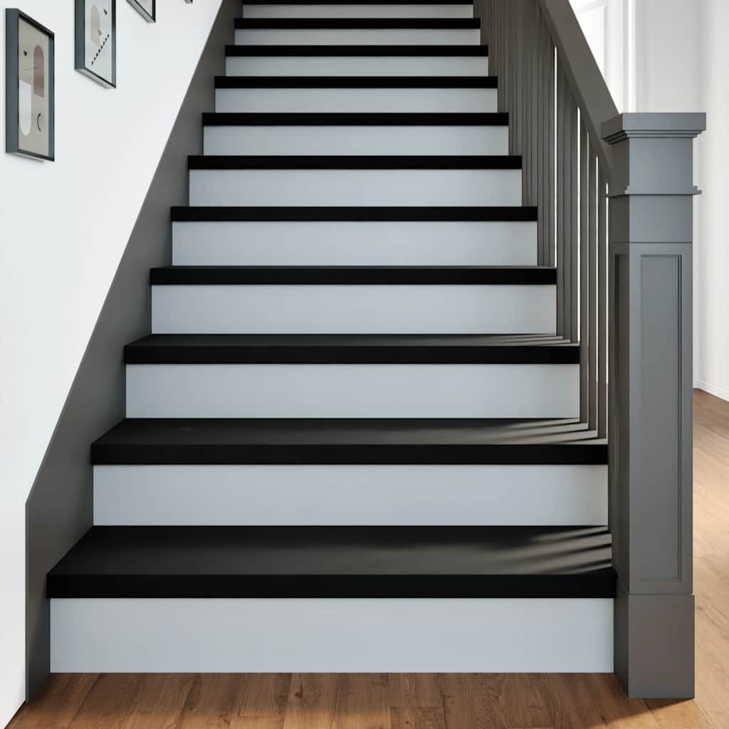 Treppenstufen 4 Stk. Braun-Schwarz 100x30x2 cm Massivholz Eiche