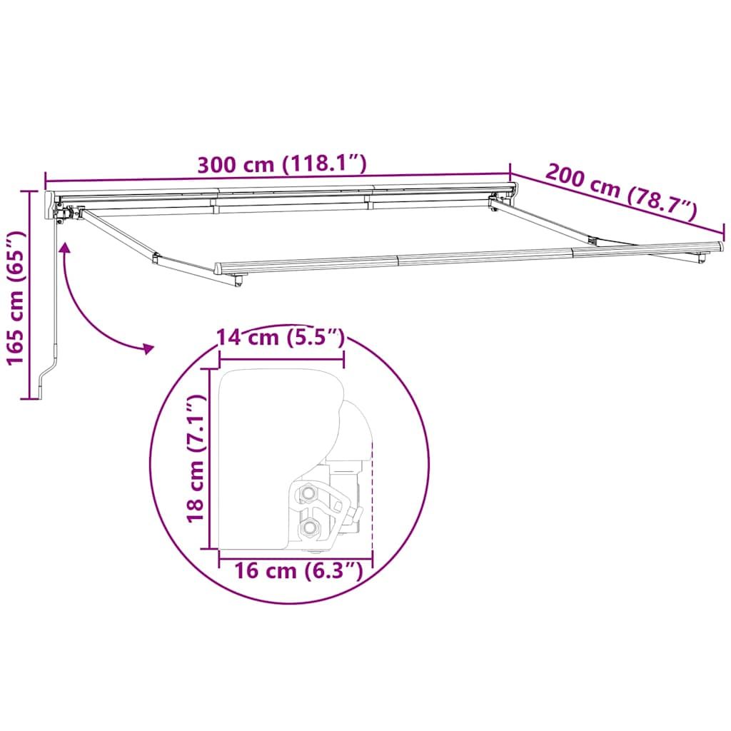 Manueller Markisenrahmen 3 x 2 m Weiß