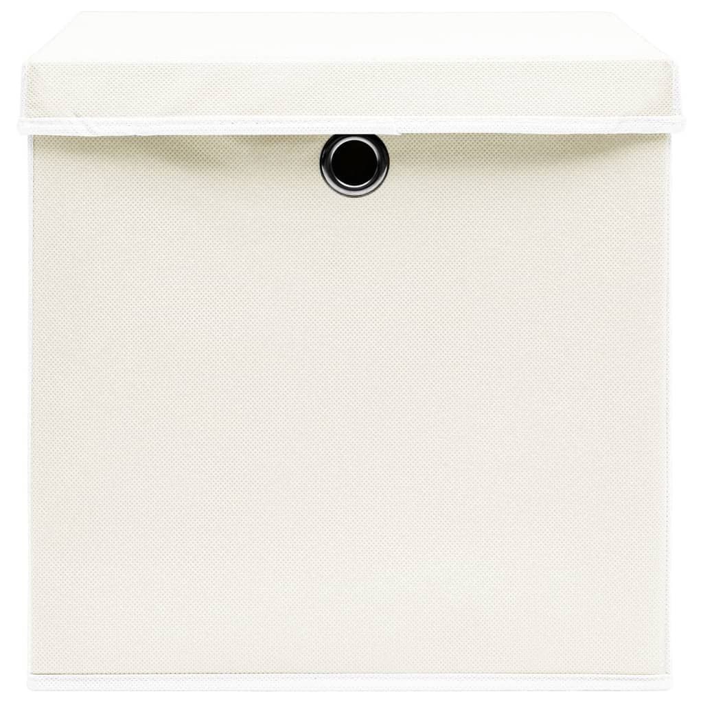 Aufbewahrungsboxen mit Deckeln 4 Stk. Weiß 32x32x32 cm Stoff
