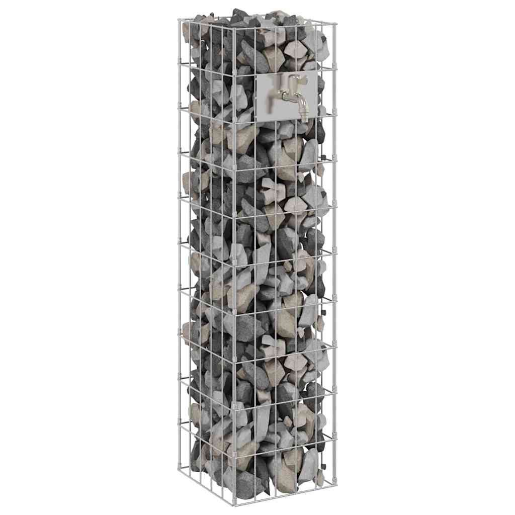 Gabionen Wasserhahn Silber 25 x 25 x 100 cm Edelstahl