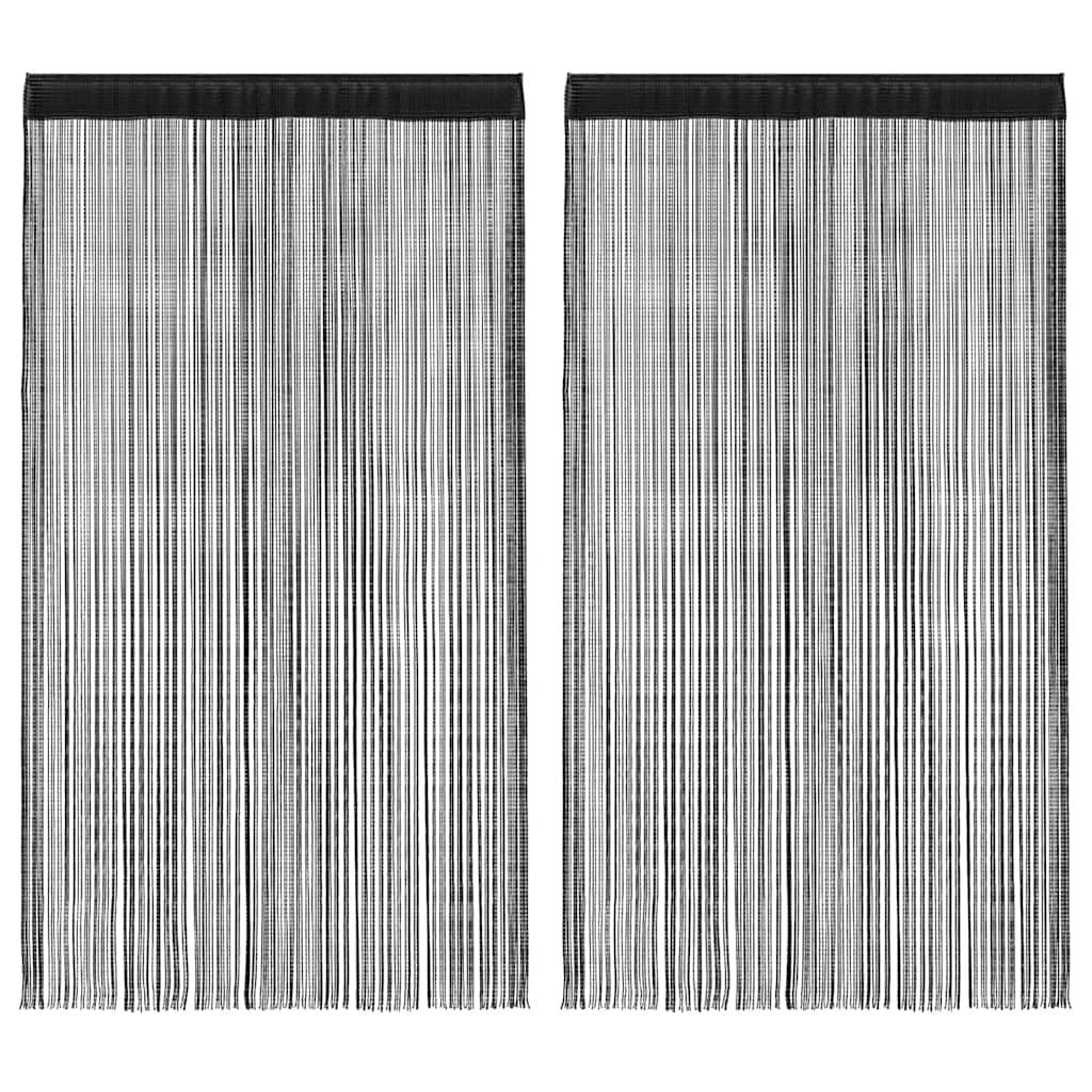Fadenvorhänge 2 Stk. 140 x 250 cm Schwarz