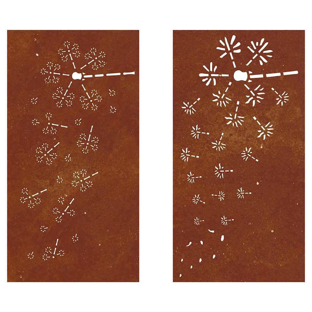 2-tlg. Garten-Wanddeko 105x55 cm Cortenstahl Blumen-Design