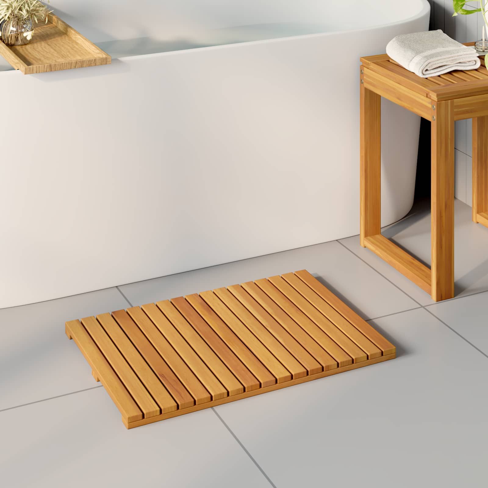 Badematte Uni Braun 60 x 40 cm Holz