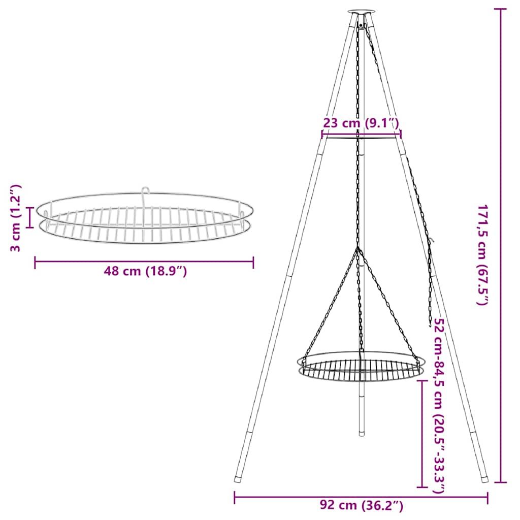 Lagerfeuer Stativ 2 pcs Schwarz Stahl