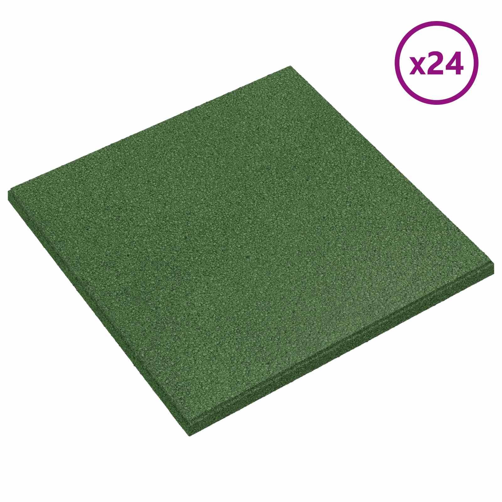Sturzschutzfliesen 24 pcs Grün 50 x 50 cm Gummi
